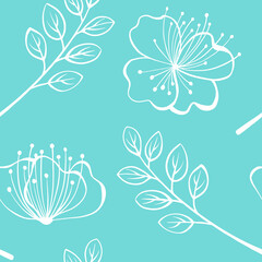 Abstract floral seamless pattern. Hand drawn sketch style.