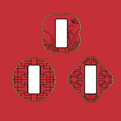 chinese border with the chinese pattern and plant 