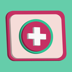 Fototapeta premium 3D icon Red Cross button vector, symbol for instructions in an emergency, best for animated property image