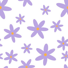 Flowers seamless pattern. Scandinavian style background. Vector illustration for fabric design, gift paper, baby clothes, textiles, cards