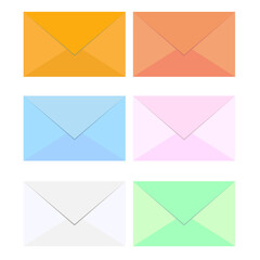Yellow and colored  mail icon set in flat design style. jpeg image  illustration isolated on white background.Open and closed envelope. jpg icon in flat design style Closed, open with a message e-mail