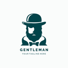 Vintage gentleman logo design vector