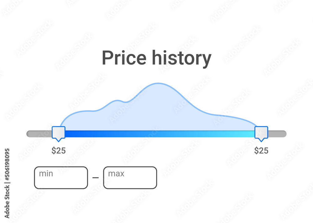 Poster price history filter. design template for user interface, web site.