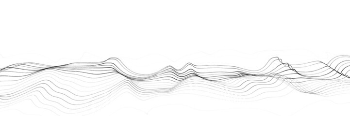 Futuristic technology. Digital cyberspace. Abstract vector wave with moving particles. Big data analytics.