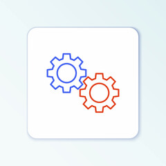 Line Gear icon isolated on white background. Cogwheel gear settings sign. Cog symbol. Colorful outline concept. Vector