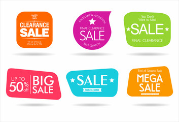 Collection of colorful badges and labels modern super sale style 