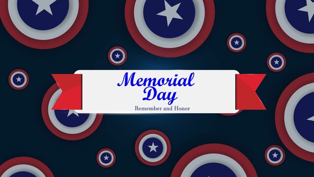 Happy Memorial day May 30th Remember and honor. Round shape American flag model pattern, poster design vector.