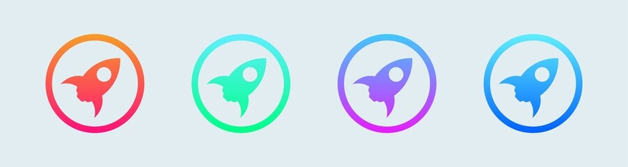 Rocket launch vector illustration. Rocket simple icon set vector in gradient colors.