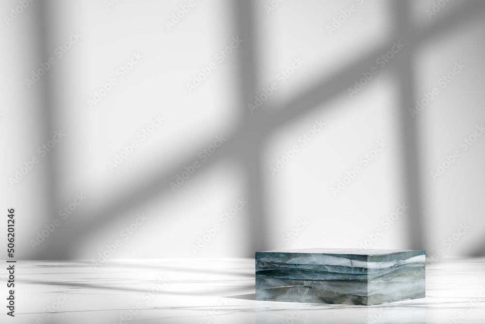 Poster mock up scene geometry shape podium for product display. background for product presentation with be