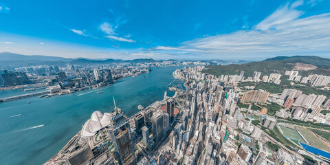 Fototapeta premium Hong Kong city architectures and cityscapes view from sky