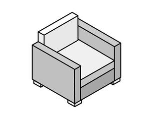 Armchair isometric design icon. Vector web illustration. 3d colorful concept