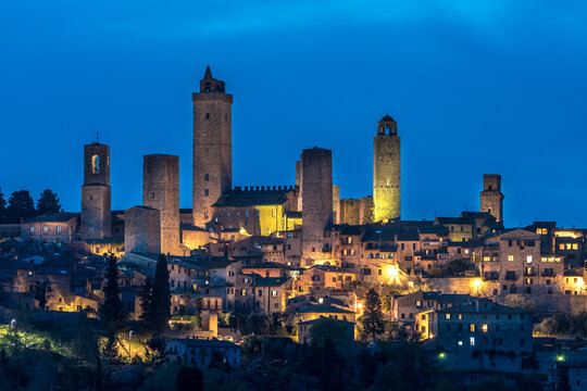 street view of san gimignano medieval town, Italy