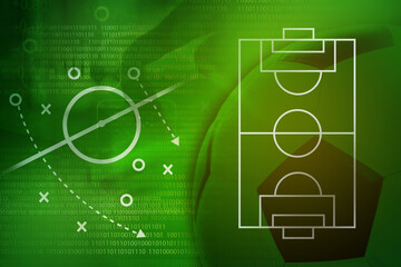 learning football manager tactics and analyzing of soccer plan - obrazy, fototapety, plakaty