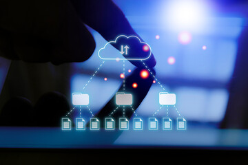 Cloud computing , digital file sharing and data storage concept