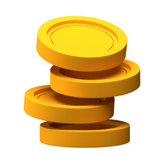 Coin Stack on White Background Isolated 3D Illustration