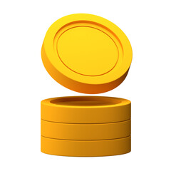Coin Stack on White Background Isolated 3D Illustration