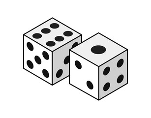 Dices isometric design icon. Vector web illustration. 3d colorful concept