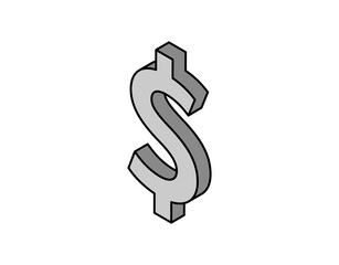 Dollar isometric design icon. Vector web illustration. 3d colorful concept