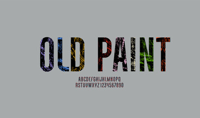 Grunge vintage font, retro alphabet with a letterpress rough texture