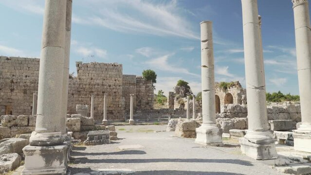 Scenic colonnade of the palaestra in Perge (Perga), Turkey