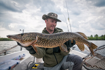 Spring fishing for pike from the boat