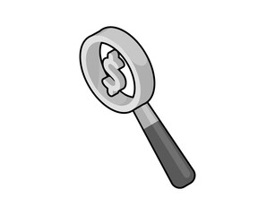 Money search isometric design icon. Vector web illustration. 3d colorful concept
