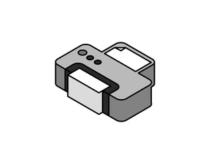 Print isometric design icon. Vector web illustration. 3d colorful concept