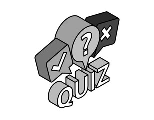 Quiz isometric design icon. Vector web illustration. 3d colorful concept