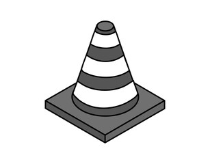 Traffic cone isometric design icon. Vector web illustration. 3d colorful concept