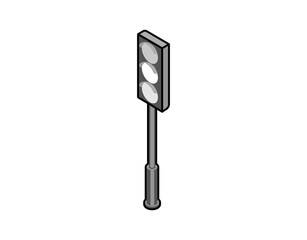 Traffic light isometric design icon. Vector web illustration. 3d colorful concept