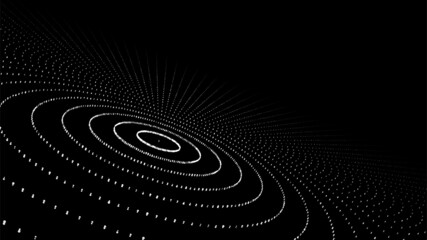 Futuristic circular flow of particles. Digital cyberspace. Network connections structure. Vector illustration.