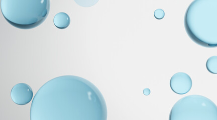 blue glass clear circle plate of background for cosmetic product, abstract wallpaper scene with ball, aqua transparent, 3d illustration rendering