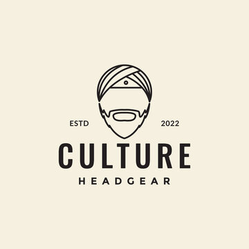 line head indian turban logo design vector graphic symbol icon illustration creative idea