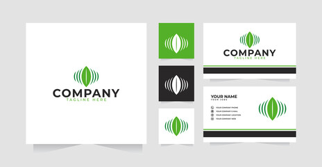 Nature Audio or Nature Music logo illustration design inspiration and business card