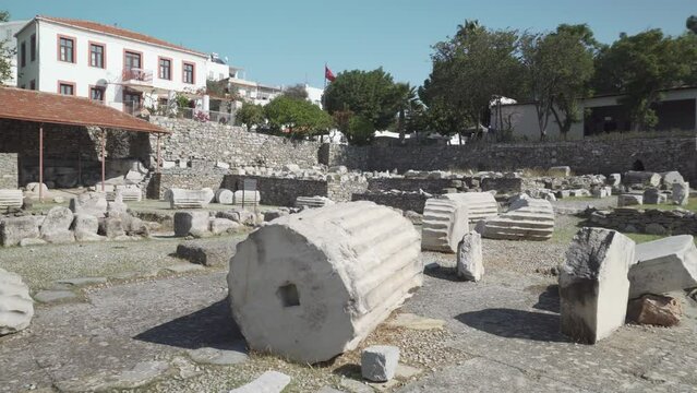 The ruins of the Mausoleum at Halicarnassus in Bodrum, Turkey