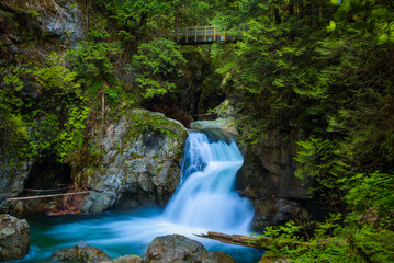 Twin Falls in Lynn Canyon Park, North Vancouver, Canada