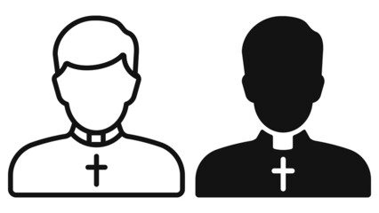 Catholic priest simple line icon. Vector illustration. - obrazy, fototapety, plakaty
