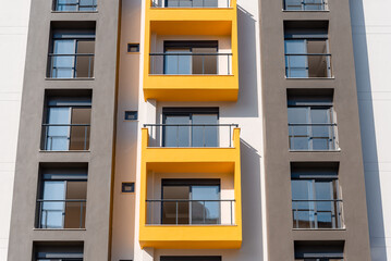 Part of the facade of a residential apartment building in Turkey.