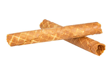 Wafer crispy stick tube isolated on the white background