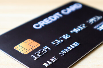 Credit card with selective focus for banking and finance concept.