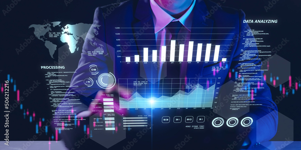 Poster global business finance gdp graph chart report stock exchange market trading investment and business