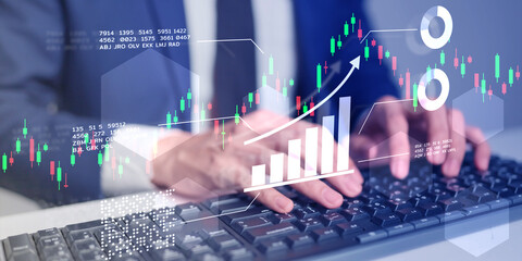 Global business finance GDP graph chart report stock exchange market trading investment and...