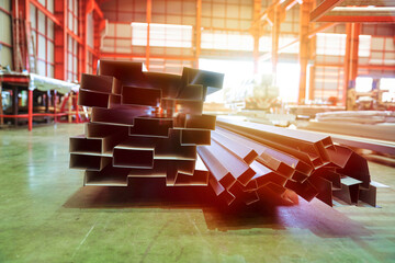 Metal sheet steel formed stack in warehouse factory