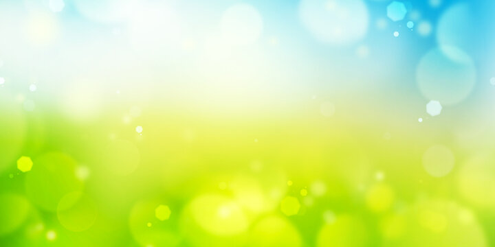 A blurred fresh spring, summer blue and green abstract background bokeh