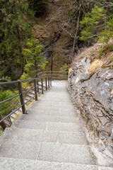 Stairway at the Viamala canyon in Grison in Switzerland