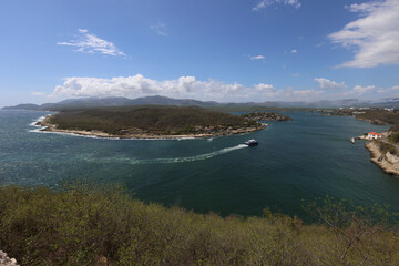 Fototapeta na wymiar View of the entrance to the Bay of Santiago de Cuba, Cuba