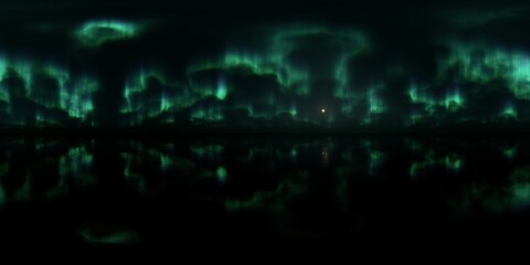 Fototapeta na wymiar HDRI - Ice terrain with Aurora Borealis on the sky 39 - Panorama