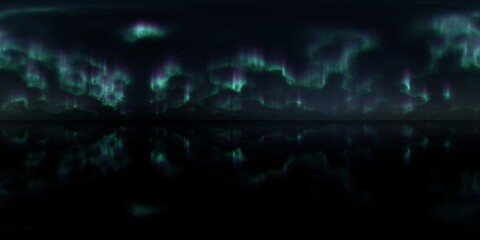 HDRI - Ice terrain with Aurora Borealis on the sky 41 - Panorama