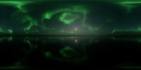 HDRI - Ice terrain with Aurora Borealis on the sky 42 - Panorama