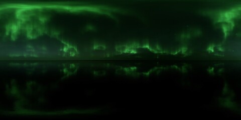 HDRI - Ice terrain with Aurora Borealis on the sky 45 - Panorama